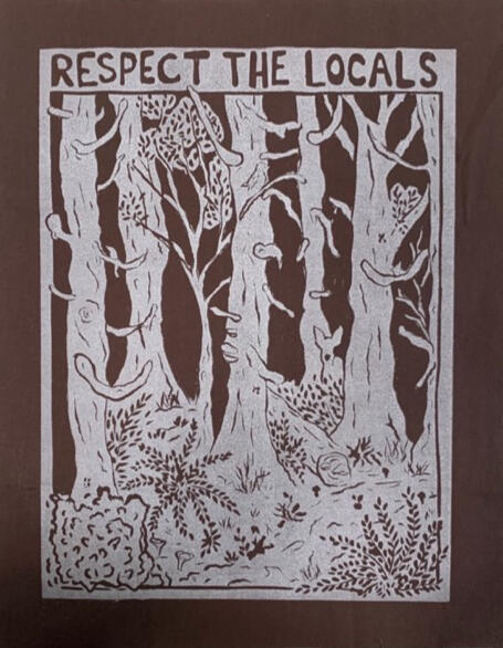 Respect The Locals Forest Scene Block Print