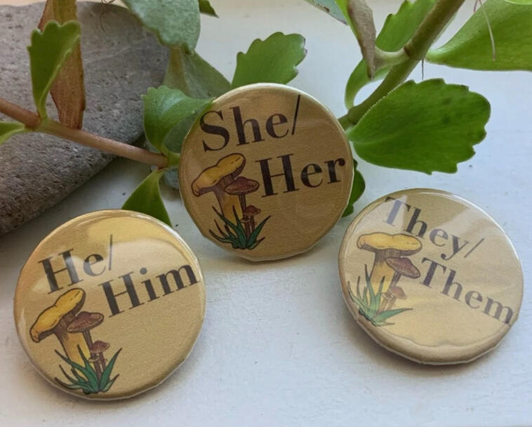 Mushroom Pronoun Pins