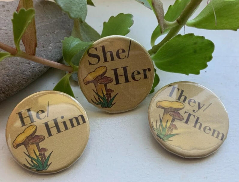Mushroom Pronoun Pins